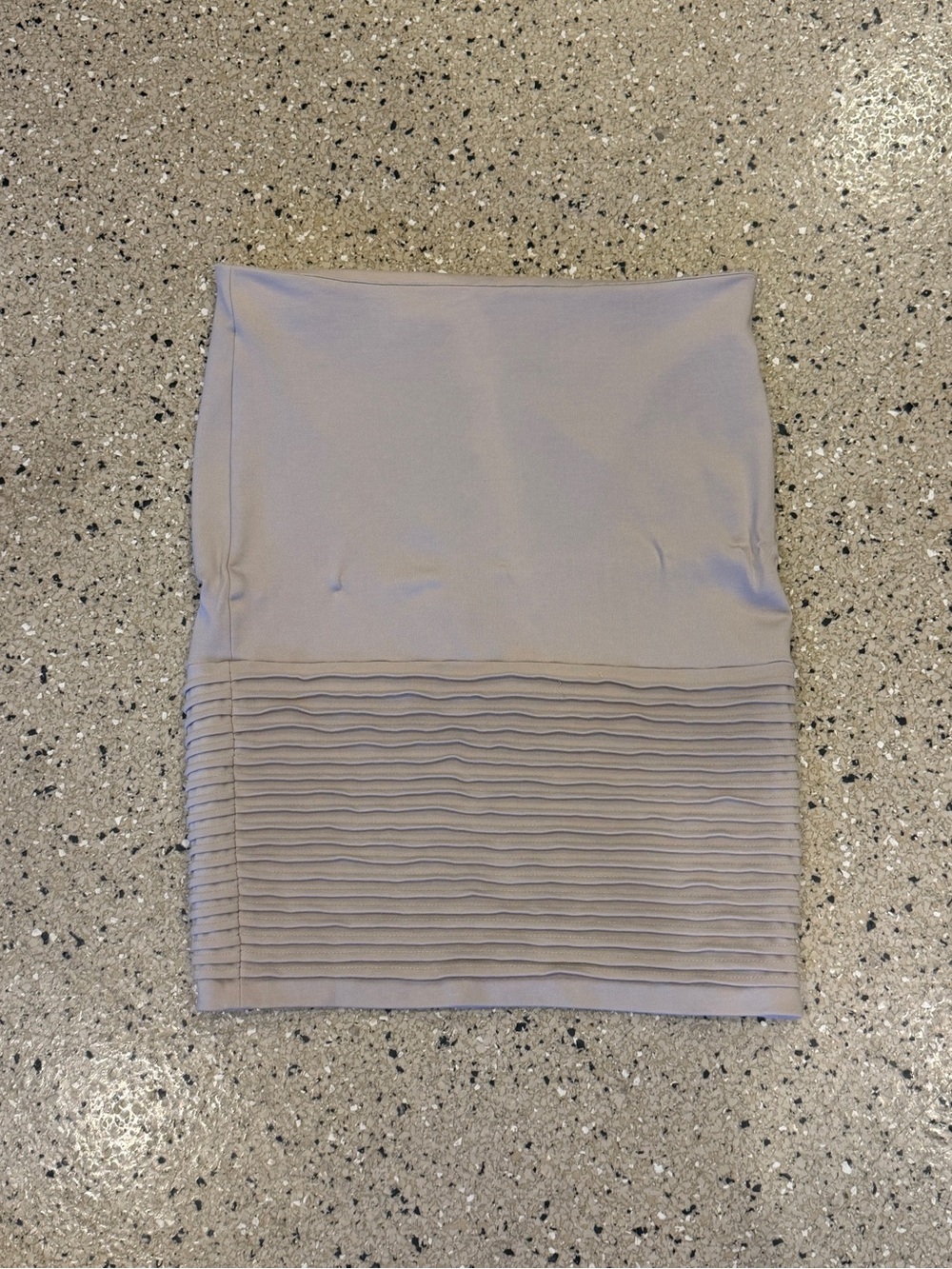 Premise Light Taupe Ribbed-Hem Stretch Mini Skirt
